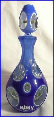 Vintage Venetian Art Glass Cut Decanter Millefiori Blue Cobalt Paperweight Italy Vintage Venetian Art Glass Cut Decanter Millefiori Blue Cobalt Paperweight Italy
