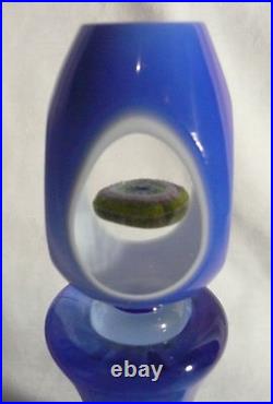 Vintage Venetian Art Glass Cut Decanter Millefiori Blue Cobalt Paperweight Italy