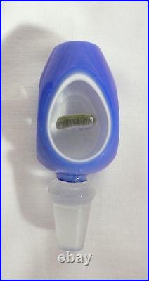 Vintage Venetian Art Glass Cut Decanter Millefiori Blue Cobalt Paperweight Italy