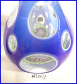 Vintage Venetian Art Glass Cut Decanter Millefiori Blue Cobalt Paperweight Italy