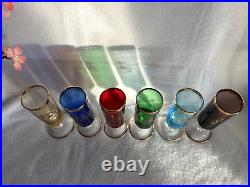 Vintage Venetian Glass Decanter & Wine Glasses with Gold Rim (7 pieces)