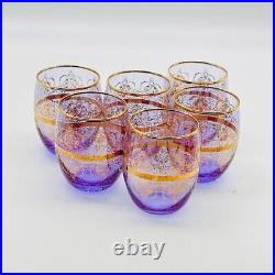 Vintage Venetian glass decanter, set of 6 mini glasses