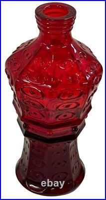 Vintage Viking Glass Ruby Red Yesteryear BULLSEYE 8 Wine Glass Decanter Stopper