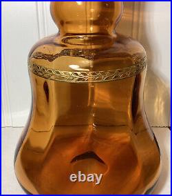Vintage Warm Amber Glass Decanter With Gold trim