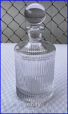 Vintage Waterford Aras Short Stories Glass Decanter Ribbed with Label 10.5 Tall