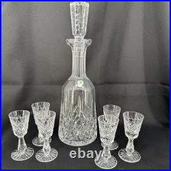 Vintage Waterford Crystal Lismore Decanter With 6 Port Glasses