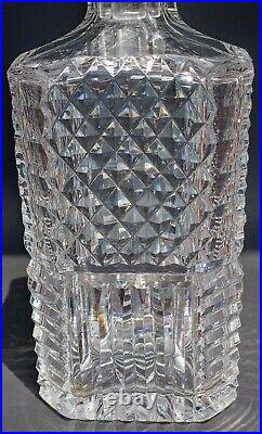Vintage Waterford Cut Crystal Pattern Whiskey Decanter, Square shaped signed