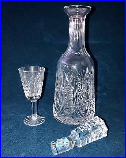 Vintage Waterford Handmade Crystal Decanter & 7 Sherry Glasses, 13 T, 5 T