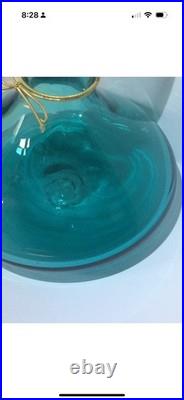 Vintage Wayne Husted Blenko Art Glass Decanter Genie Bottle Sea Green 5815