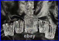Vintage Wedgwood Crystal Decanter & 4 Double Old Fashion Lowball Glasses