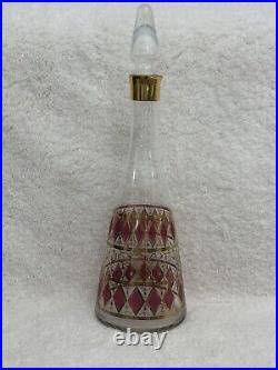 Vintage West Virginia Glass Pink & Gold Decanter Set 1960s