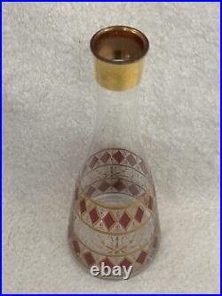 Vintage West Virginia Glass Pink & Gold Decanter Set 1960s