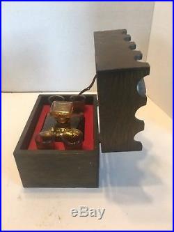 Vintage Whiskey Decanter 5 Pcs Set Decanter with4 Glasses in Wooden Knight Box