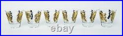 Vintage Whiskey Decanter Barware Set with 6 Glasses & Carrier Caddy Gold Accents