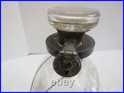 Vintage Whiskey Wine Glass Decanter & Stopper Black Starr & Frost Silver Lock