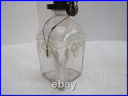 Vintage Whiskey Wine Glass Decanter & Stopper Black Starr & Frost Silver Lock