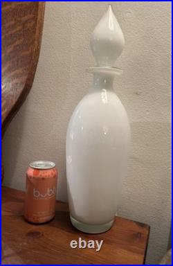 Vintage White MCM Glass Genie Bottle Decanter Apothecary Decor Vase 18