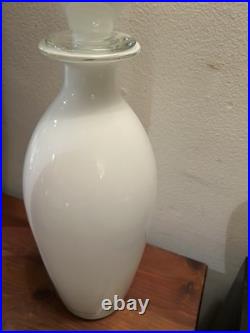 Vintage White MCM Glass Genie Bottle Decanter Apothecary Decor Vase 18