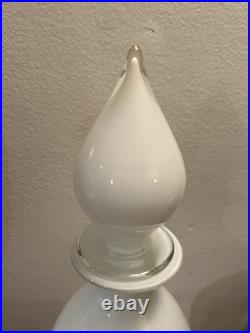 Vintage White MCM Glass Genie Bottle Decanter Apothecary Decor Vase 18