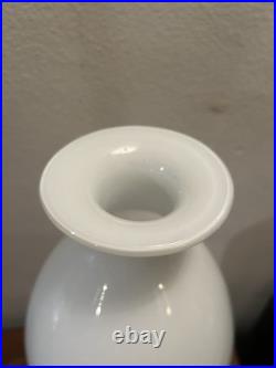 Vintage White MCM Glass Genie Bottle Decanter Apothecary Decor Vase 18