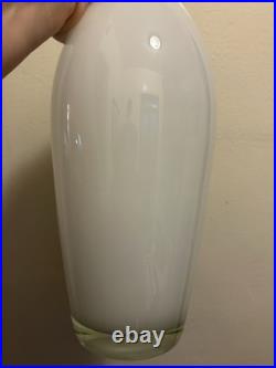 Vintage White MCM Glass Genie Bottle Decanter Apothecary Decor Vase 18