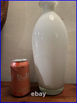 Vintage White MCM Glass Genie Bottle Decanter Apothecary Decor Vase 18