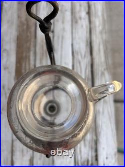 Vintage Wine Aerator Dispenser Hand-Blown Etched Glass Decanter With Iron Stand