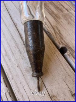 Vintage Wine Aerator Dispenser Hand-Blown Etched Glass Decanter With Iron Stand