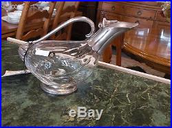 Vintage Wine Decanter Silver And Glass