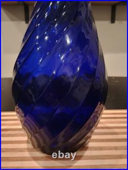 Vintage XL 26 Empoli Italy Cobalt Blue Genie Bottle Decanter With Stopper