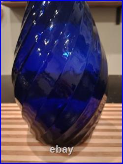 Vintage XL 26 Empoli Italy Cobalt Blue Genie Bottle Decanter With Stopper