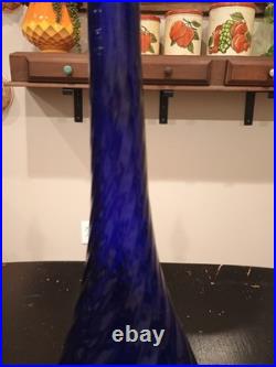Vintage XL 26 Empoli Italy Cobalt Blue Genie Bottle Decanter With Stopper