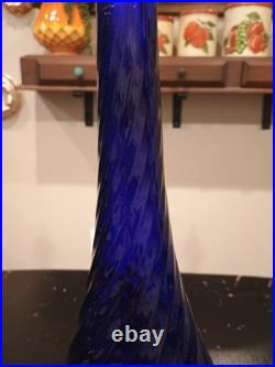 Vintage XL 26 Empoli Italy Cobalt Blue Genie Bottle Decanter With Stopper