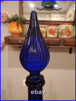 Vintage XL 26 Empoli Italy Cobalt Blue Genie Bottle Decanter With Stopper