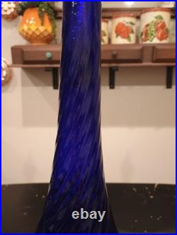 Vintage XL 26 Empoli Italy Cobalt Blue Genie Bottle Decanter With Stopper