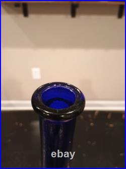 Vintage XL 26 Empoli Italy Cobalt Blue Genie Bottle Decanter With Stopper