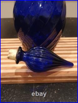 Vintage XL 26 Empoli Italy Cobalt Blue Genie Bottle Decanter With Stopper