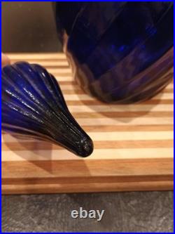 Vintage XL 26 Empoli Italy Cobalt Blue Genie Bottle Decanter With Stopper