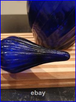 Vintage XL 26 Empoli Italy Cobalt Blue Genie Bottle Decanter With Stopper