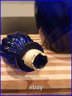Vintage XL 26 Empoli Italy Cobalt Blue Genie Bottle Decanter With Stopper
