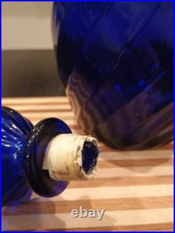 Vintage XL 26 Empoli Italy Cobalt Blue Genie Bottle Decanter With Stopper
