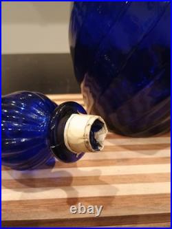 Vintage XL 26 Empoli Italy Cobalt Blue Genie Bottle Decanter With Stopper