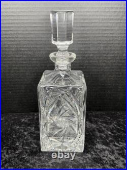 Vintage Yugoslavia Samobor Lead Crystal Pinwheel Hand Cut Glass Decanter 11