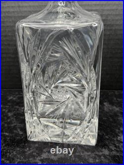Vintage Yugoslavia Samobor Lead Crystal Pinwheel Hand Cut Glass Decanter 11