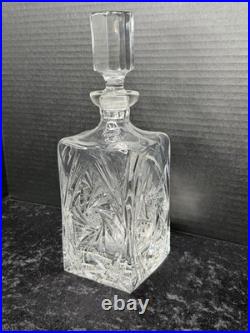 Vintage Yugoslavia Samobor Lead Crystal Pinwheel Hand Cut Glass Decanter 11