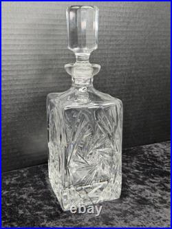 Vintage Yugoslavia Samobor Lead Crystal Pinwheel Hand Cut Glass Decanter 11