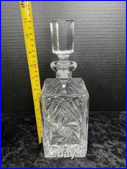 Vintage Yugoslavia Samobor Lead Crystal Pinwheel Hand Cut Glass Decanter 11