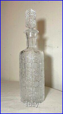 Vintage american brilliant cut clear crystal liquor wine decanter glass bottle`