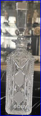 Vintage american brilliant cut clear crystal liquor wine decanter glass bottle