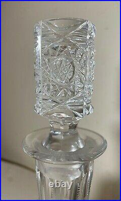 Vintage american brilliant cut clear crystal liquor wine decanter glass bottle`